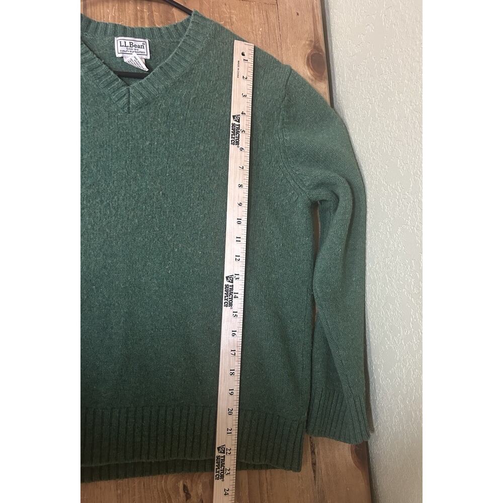 LL Bean Casual Green Sweater 100% Shetland Wool Sz Medium EUC - Picture 8 of 8